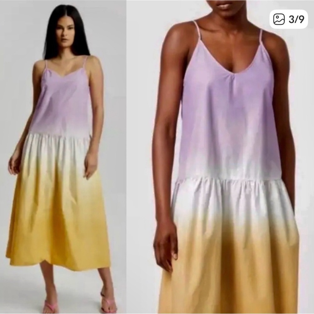 NWT $155 All Saints Purple and Yellow Midi Dress